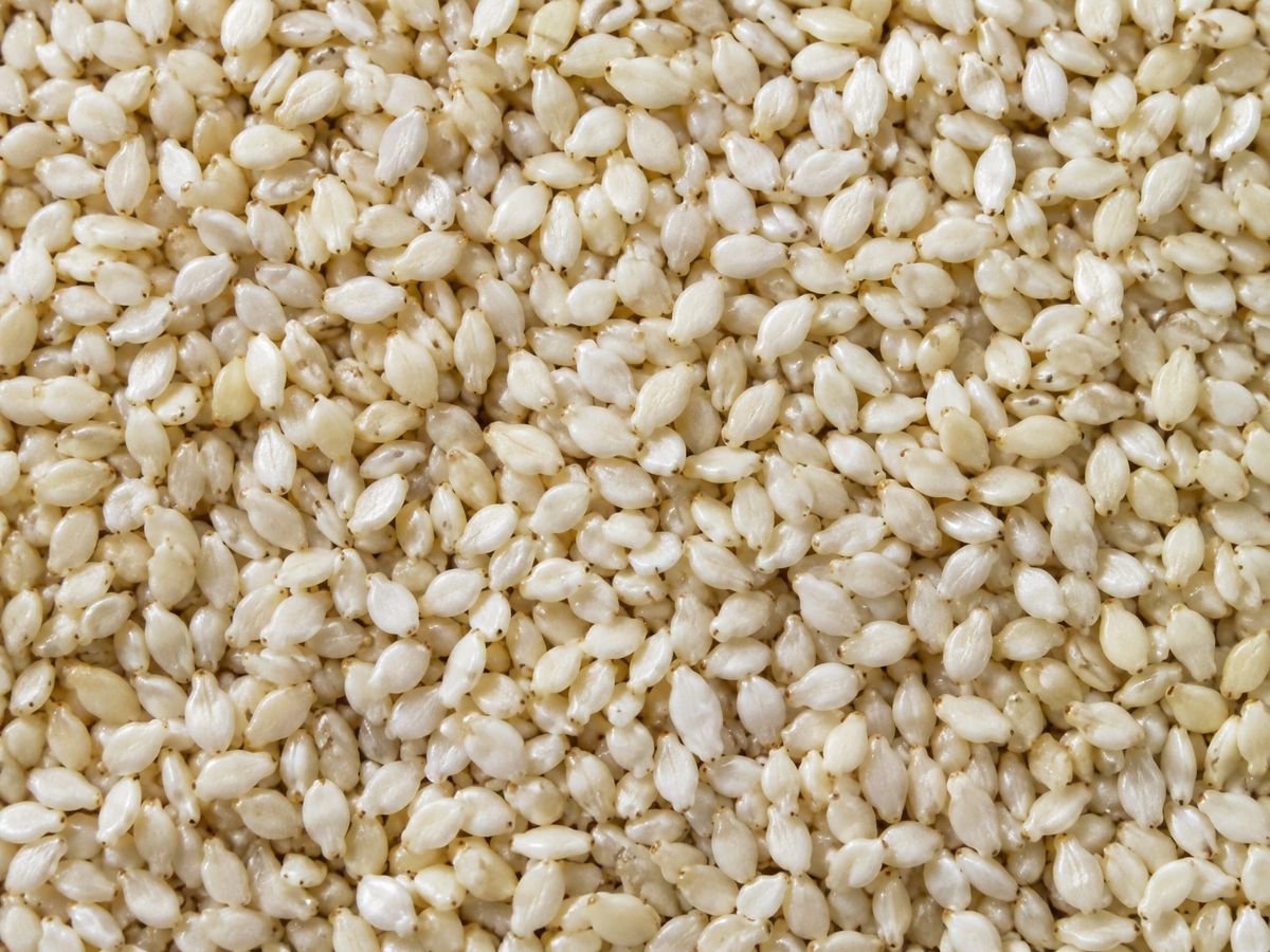 Natural sesame seeds filling the frame